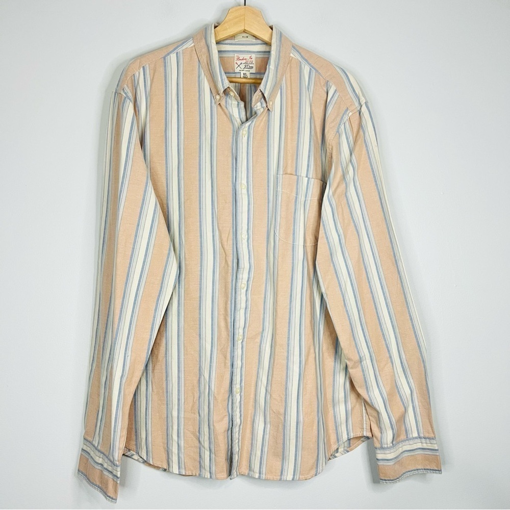 J. Crew The Broken-In Slim Organic Striped Oxford Shirt XL